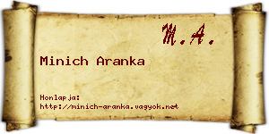 Minich Aranka névjegykártya